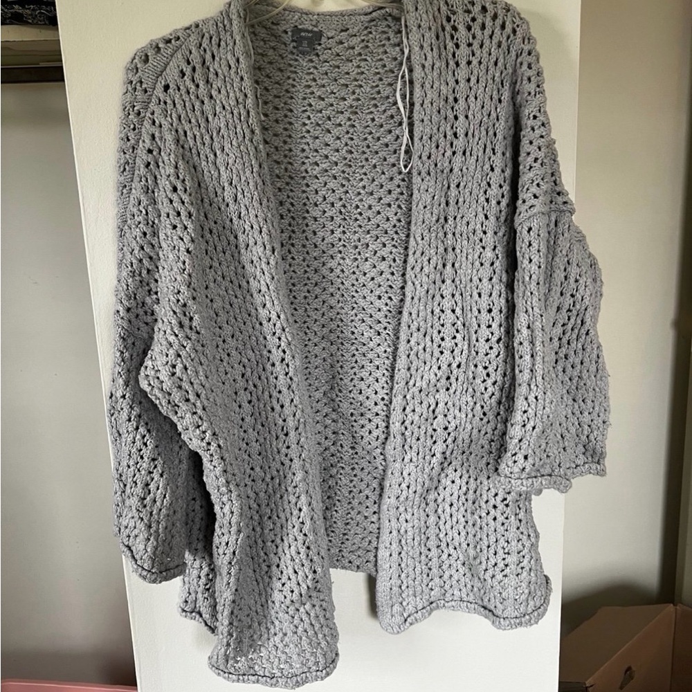 Aerie Light Gray Open-Knit Cardigan